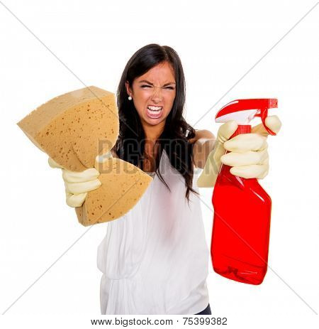 a young woman annoyed that they have to do the house cleaning.