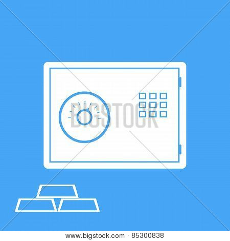Bank Safe And Gold Bullion. Vector.