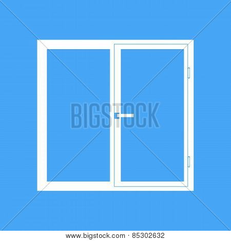 Plastic Window On A Blue Background. Vector Illustration.
