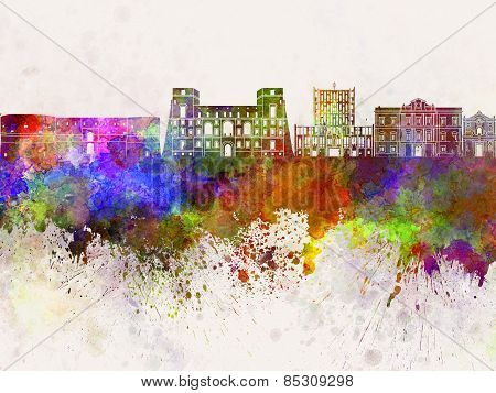 Tarento Skyline In Watercolor Background