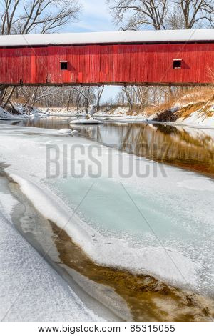 Oakalla Covered Bridge In Winter