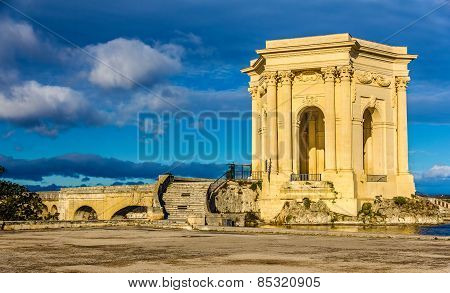 Water Tower At The End Of Aqueduct In Montpellier, France