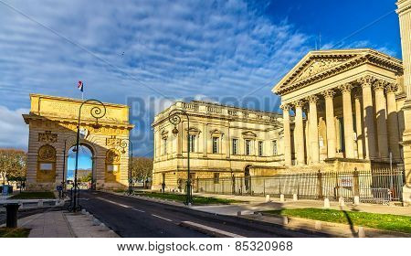 Porte Du Peyrou And Palais De Justice In Montpellier - France