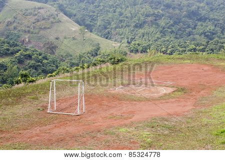 Football Playground On The Hill In North Of Thailand