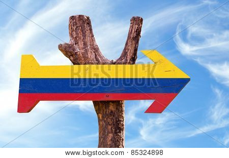 Colombia sign with sky background