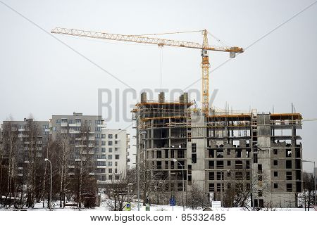 Construction Of New Houses In Lithuania Vilnius City Fabijoniskes District