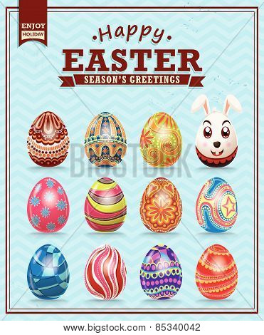 Vintage Easter egg design set