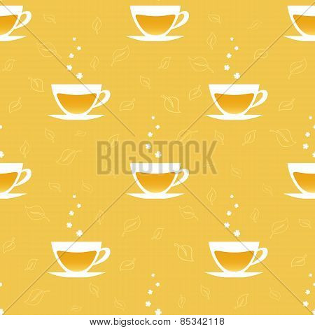 Seamless pattern with cups of tea