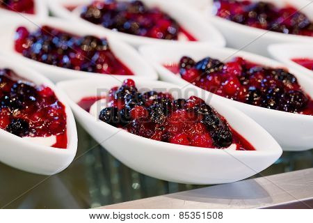 Many Servings Of Sweet Tasty Dessert On Buffet