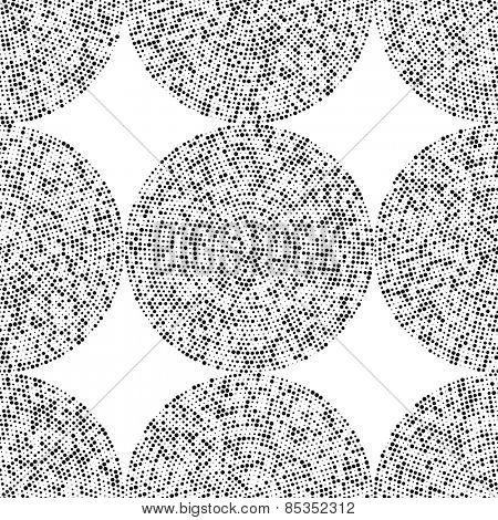 Seamless Circle Pattern. Vector Black and White Background