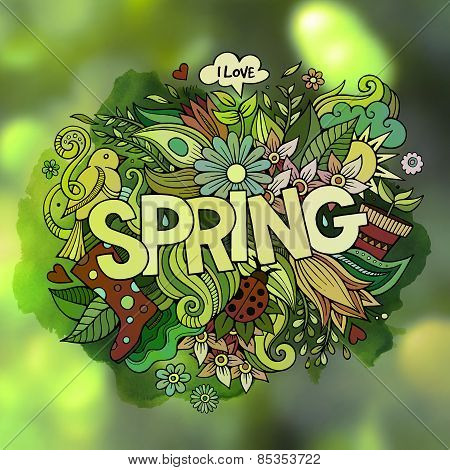 Spring hand lettering and doodles elements