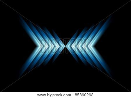 Glow blue arrows as X sumbol. Vector background