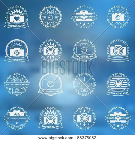 Camera vector icons or labels set