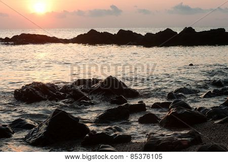 Sunset Over The Sea,koh Phitak Island,Thailand.