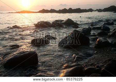 Sunset Over The Sea,koh Phitak Island,Thailand.