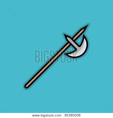 Flat Stroke Halberd Icon