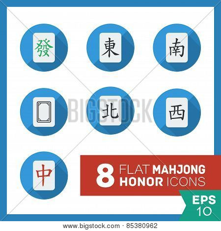Set of vector mahjong icons