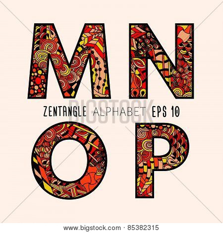 Vector set of zentangle letters.