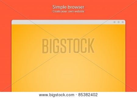 Simple browser window create website on red background