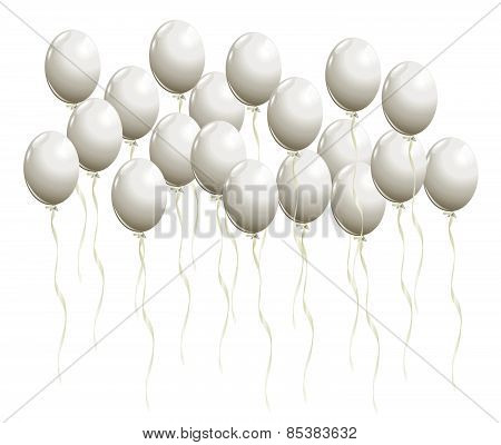Flying White Balloons