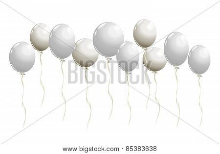 Flying White Balloons