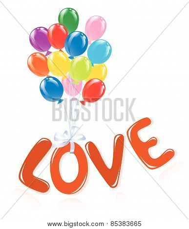 Love message with balloons.