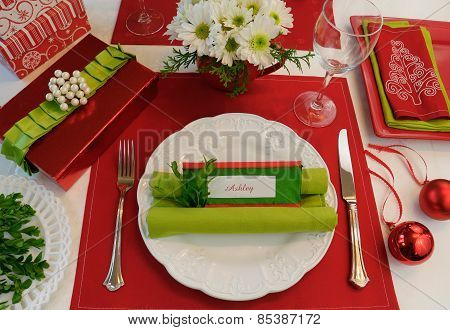 Holiday Place Card Table Setting