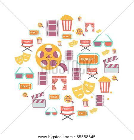 Movie Graphic Icons on white Background.