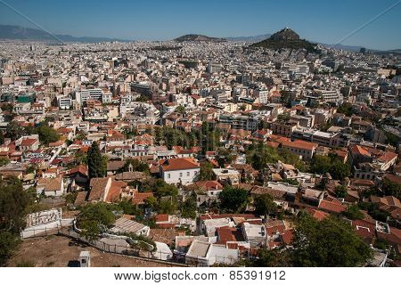 Cityscape With Mountains At Athens, Attika, Greece