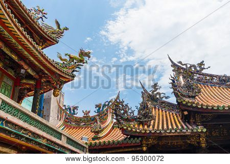 Dragon From The Roof Of Longshan Temple In Taipei, Taiwan