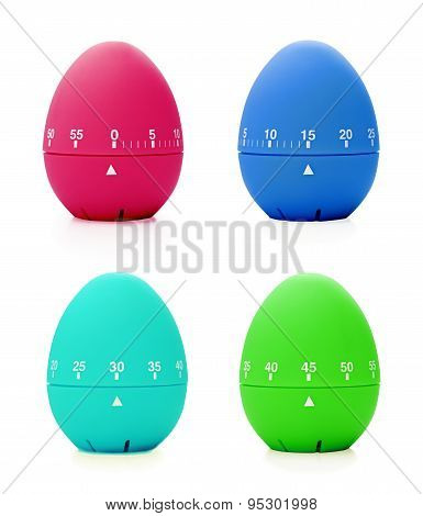 Four Multi-colored Timer With Different Time Value.