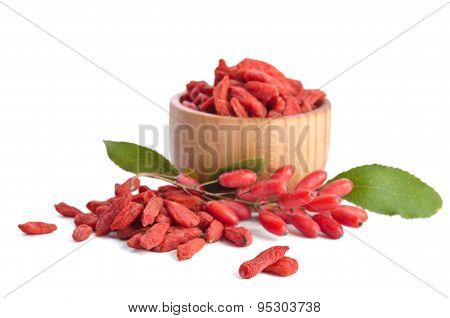 Berberries And Goji Berries Isolated On White Background