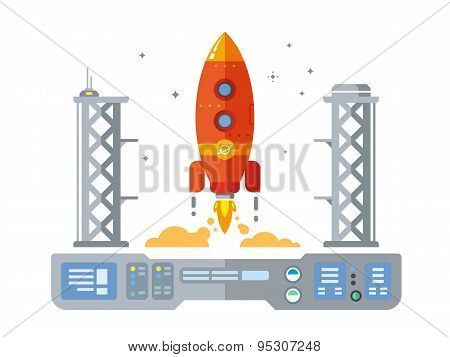 Rocket Startup Flat Desing Concept