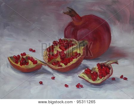 Oil painting of pomegranate