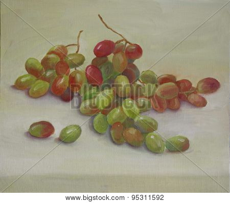 Bunch of grapes oil painting