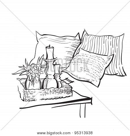 Cosy interior sketch.