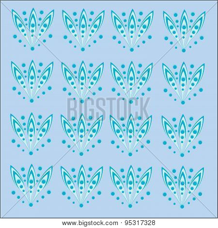Floral Pattern Dots Turquoise Natural Background