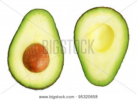 Two slices of avocado