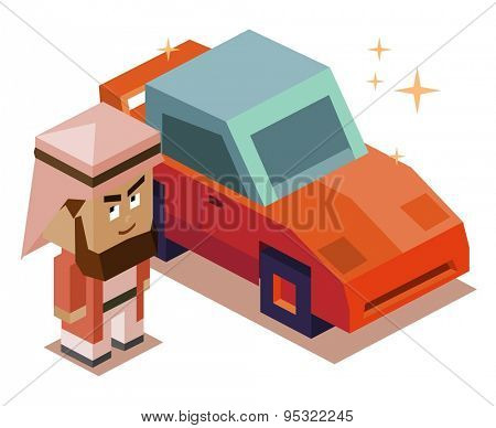arab sugar daddy. vector illustration
