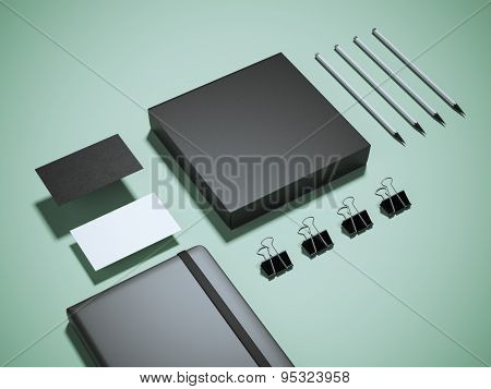 Black branding mockup on green