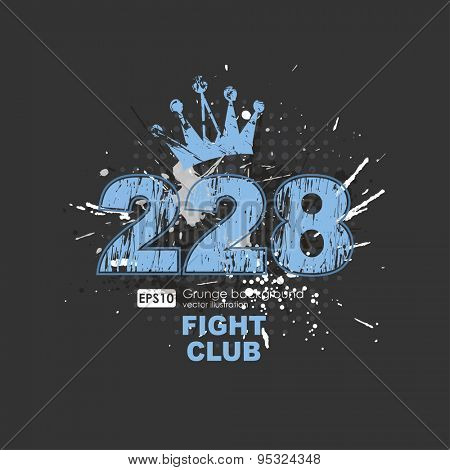 Grunge gangster lucky number print for t-shirt. Abstract dirt backgrounds texture. Grunge banner with an inky dribble strip with copy space. Abstract background for party