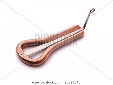 Old jaw harp isolated on white