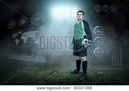 Soccer player with ball in action outdoors