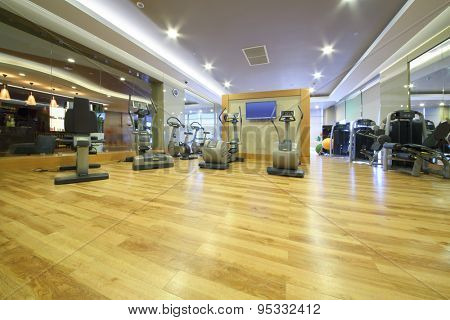 SOCHI, RUSSIA - JUL 27, 2014: Fitness equipment in the gym in the Hotel Radisson Blu Paradise Resort and Spa