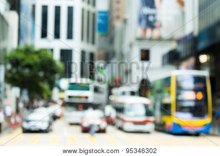 Blurred ivew of Hong Kong city in central district 
