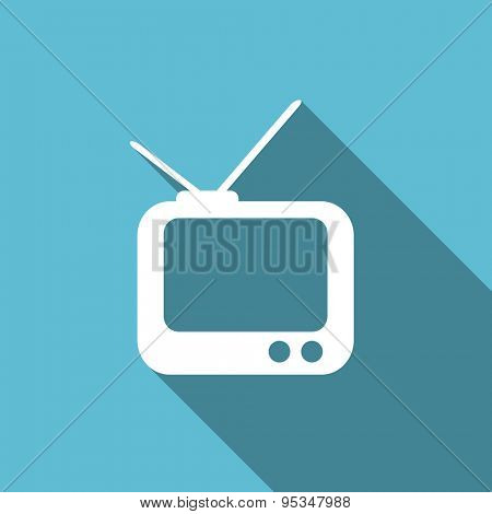 tv flat icon television sign original modern design flat icon for web and mobile app with long shadow 