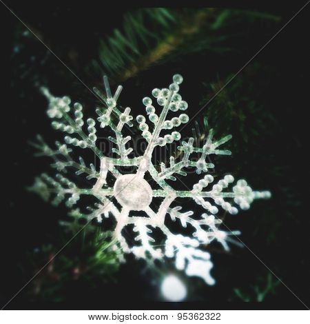 Instagram filtered image of plastic snowflake