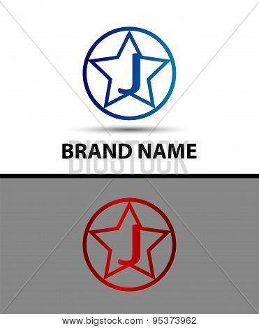 Vector elegant alphabet star element Letter j
