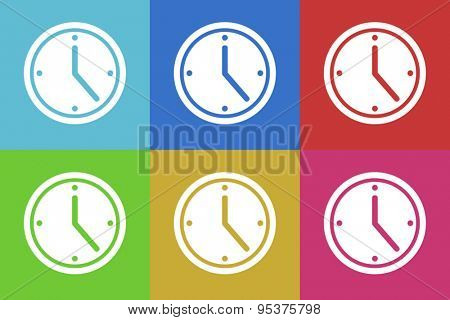 time flat design modern vector icons set for web and mobile app