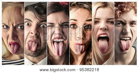 People sticking out their tongues